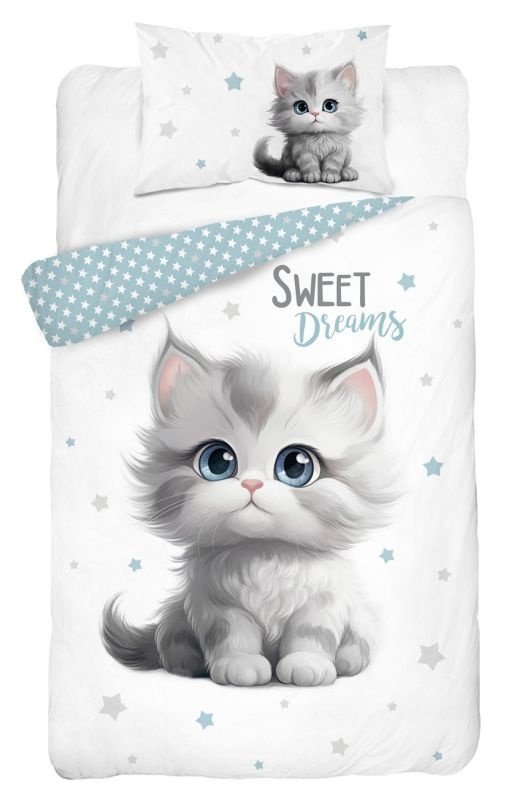 DETEXPOL Posteljina za dječji krevetić Mačić sweet dreams Pamuk, 100/135, 40/60 cm