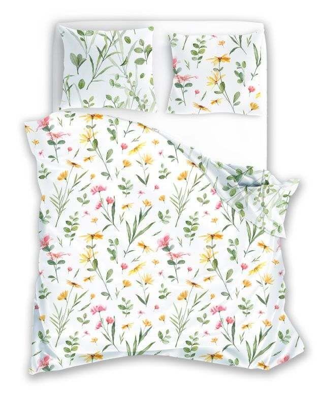 FARO Posteljina pamučni saten Milagro Verde 02 Livada Pamuk - Saten, 140/200, 70/90 cm