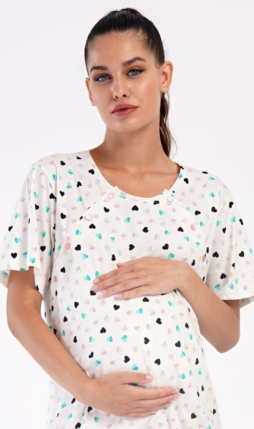 Ženska trudnička spavaćica Sára - Dojilica noćna košulja s kratkim rukavima
