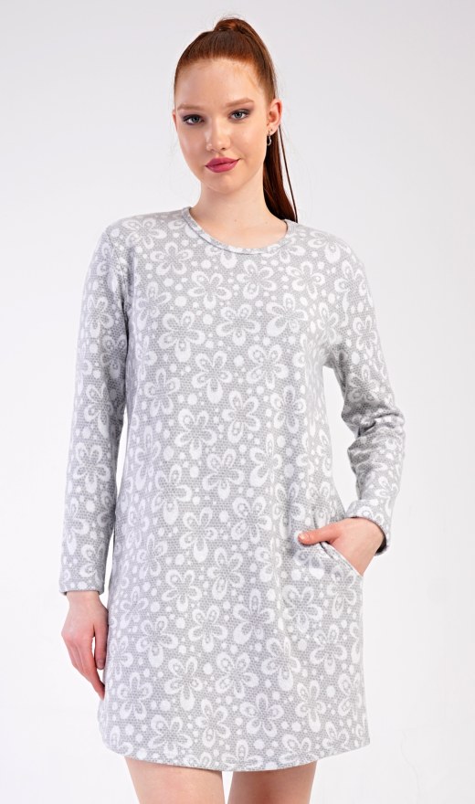 Ženska kućna haljina s dugim rukavima Flowers