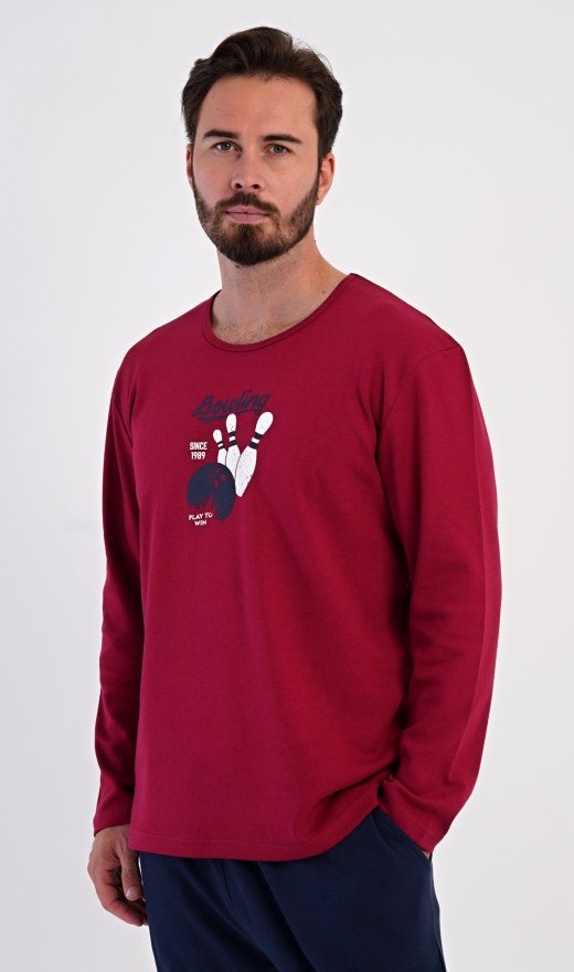 Muška pidžama duga Bowling - Muške pidžame s dugim rukavima