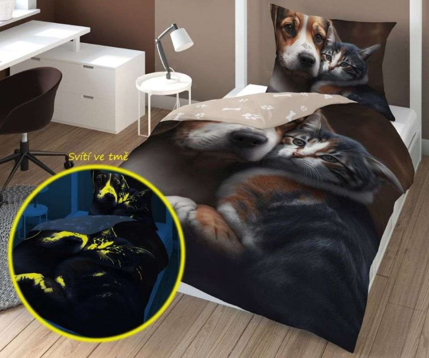 DETEXPOL Posteljina Prijatelji zauvijek portret svijetleća Pamuk, 140/200, 70/80 cm - Posteljina foto print