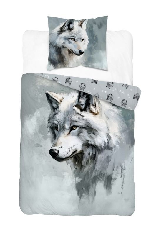 DETEXPOL Posteljina Vuk akvarel Pamuk, 140/200, 70/80 cm - Posteljina foto print