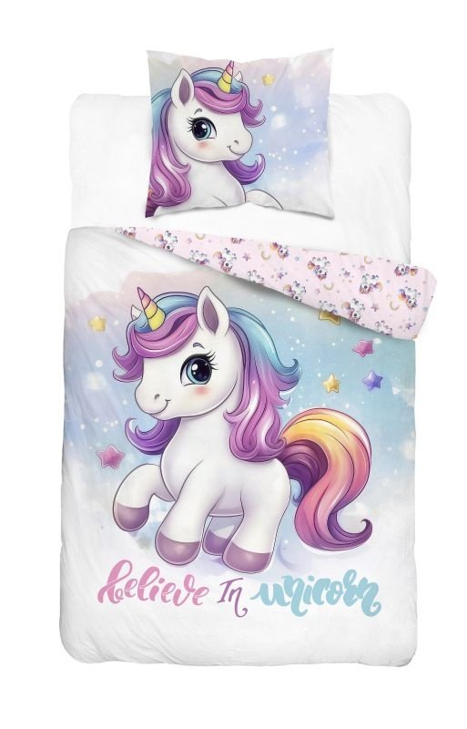 DETEXPOL Posteljina Jednorog Believe Pamuk, 140/200, 70/80 cm - Dječji posteljina bez licencije