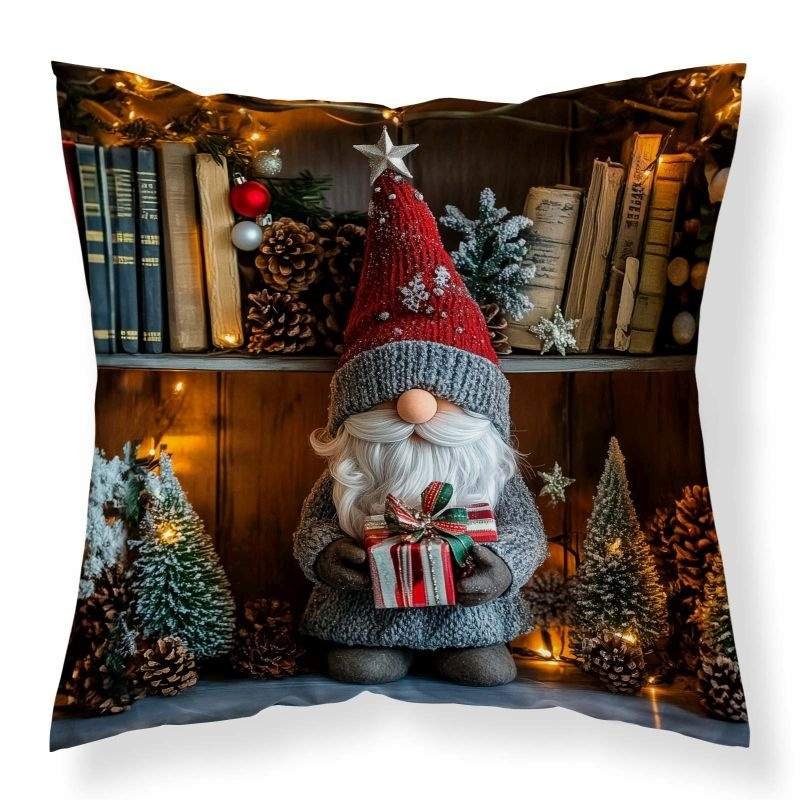 DETEXPOL Božićna navlaka za jastuk Patuljak knjižnica micro Poliester, 40/40 cm - pokrivači za jastuke