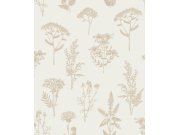 Flis tapeta za zid bijelo-zlatna cvijeće, trava M80504 | Ljepilo gratis