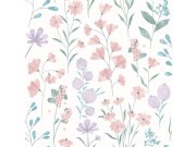 Flis tapeta za zid bijela cvijeće M88306 | Ljepilo gratis