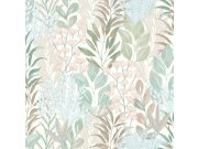 Flis tapeta za zid bijela cvijeće listovi M86901 | Ljepilo gratis