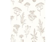 Flis tapeta za zid bijelo-srebrna cvijeće, trava M80507 | Ljepilo gratis