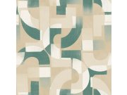 Grafička flis tapeta za zid zeleno-bež A76001 | Ljepilo gratis