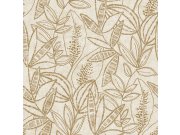 Na skladištu - Flis tapeta za zid bež-zlatna listovi A71801 | Ljepilo gratis Flis tapeta za zid bež-zlatna listovi A71801 | Ljepilo gratis