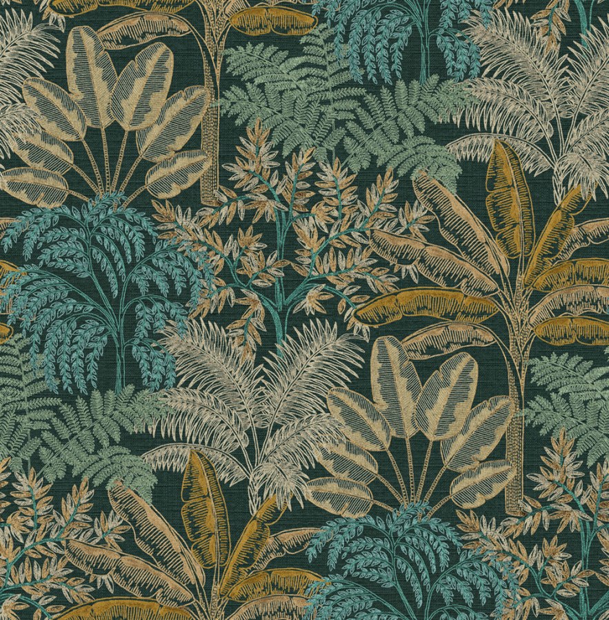 Flis tapeta za zid crna listovi 127622 | Ljepilo gratis