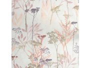 Flis tapeta za zid bijelo-roza trava, listovi 125061 | Ljepilo gratis