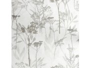 Flis tapeta za zid bijelo-siva trava, listovi 125059 | Ljepilo gratis