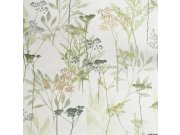 Flis tapeta za zid bijelo-zelena trava, listovi 125058 | Ljepilo gratis