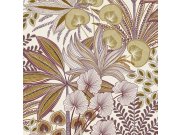 Flis tapeta za zid oker-ljubičasta listovi A69001 | Ljepilo gratis