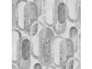 Grafička flis tapeta za zid ovali sivo-srebrna 121803 | Ljepilo gratis