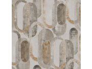 Grafička flis tapeta za zid sivo-zlatni ovali 121137 | Ljepilo gratis