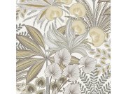 Flis tapeta za zid sivo-bež listovi A69002 | Ljepilo gratis