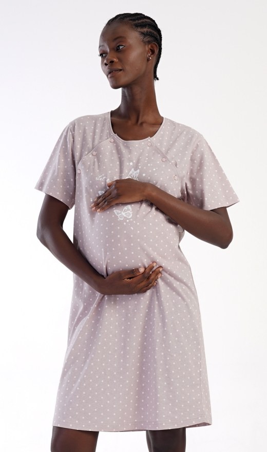 Ženska trudnička spavaćica Sabina - Dojilica noćna košulja s kratkim rukavima