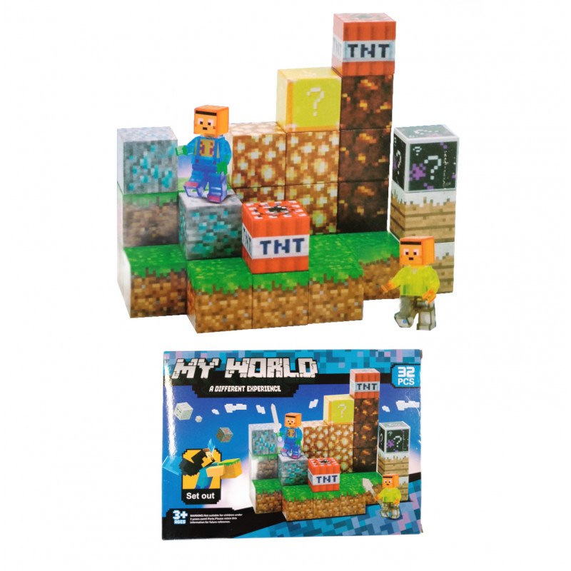 Zabava-karneval - Magnetická stavebnice Minecraft TNT Creative world 32 kom Magnetická stavebnice Minecraft TNT Creative world 32 kom - Zabava-karneval
