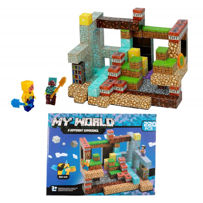 Minecraft Iron Diamond Gold TNT magnetna igračka – 220 dijelova - Zabava-karneval