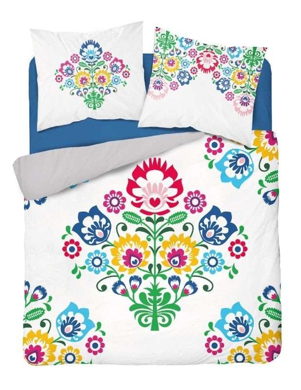 DETEXPOL Francuska posteljina Folklor bijela Pamuk, 220/200, 2x70/80 cm - Posteljina klasičan uzorak