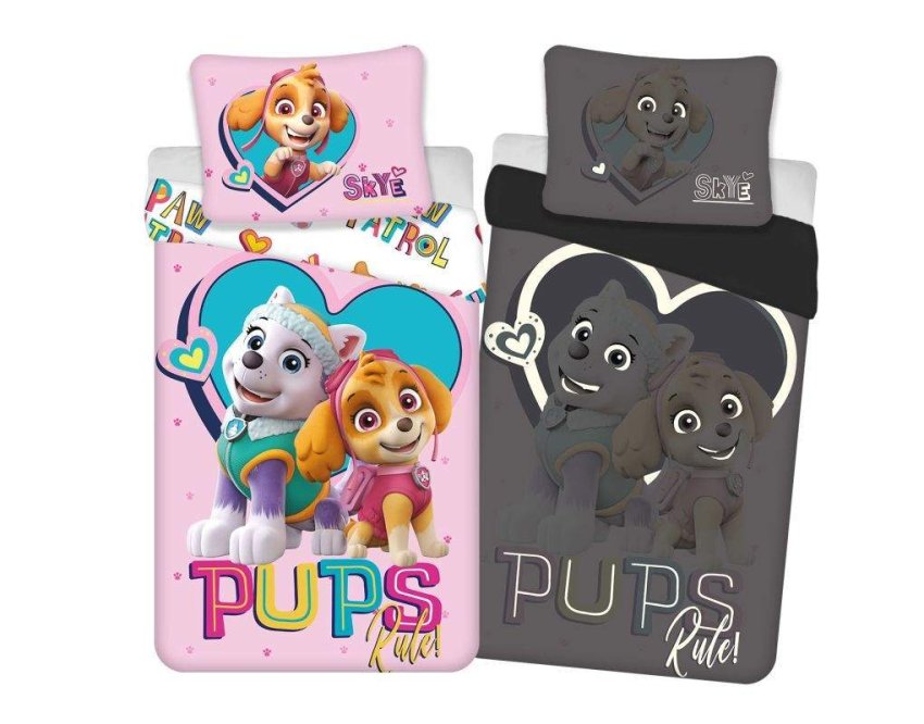 DETEXPOL Posteljina Paw Patrol Pups svijetleća Pamuk, 140/200, 70/80 cm - Posteljina sa licencijom