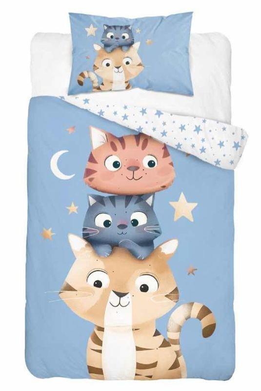 Posteljina za dječji krevetić - DETEXPOL Posteljina za dječji krevetić Mačkice Blue Pamuk, 100/135, 40/60 cm DETEXPOL Posteljina za dječji krevetić Mačkice Blue Pamuk, 100/135, 40/60 cm - Posteljina za dječji krevetić