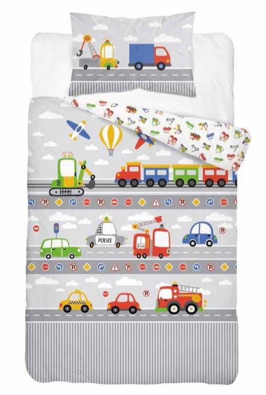 DETEXPOL Posteljina za dječji krevetić Autići siva Pamuk, 100/135, 40/60 cm DETEXPOL Posteljina za dječji krevetić Autići siva Pamuk, 100/135, 40/60 cm