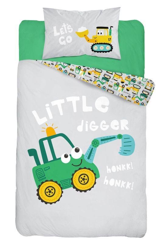 Posteljina za dječji krevetić - DETEXPOL Bambusova posteljina za dječji krevetić Bager zeleni Pamuk, Bambus, 100/135, 40/60 cm DETEXPOL Bambusova posteljina za dječji krevetić Bager zeleni Pamuk, Bambus, 100/135, 40/60 cm - Posteljina za dječji krevetić