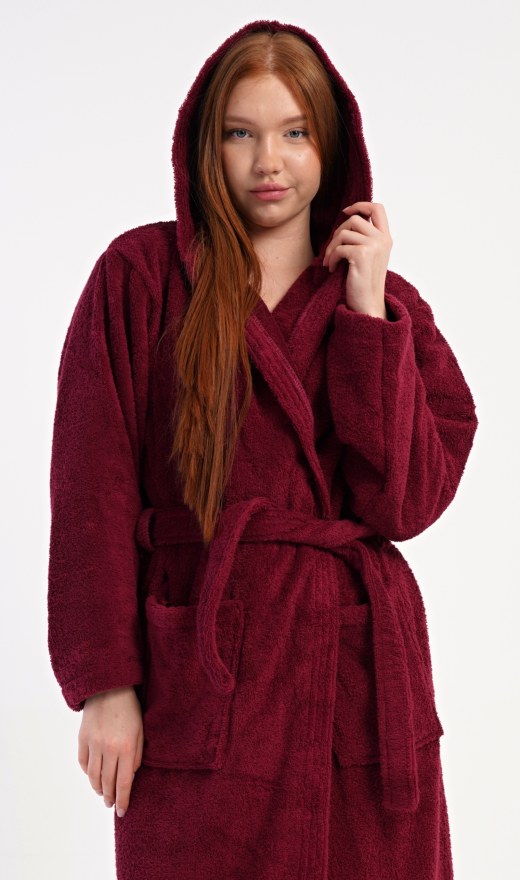 Ženski dugi ogrtač s kapuljačom Julie - Ženske duge kućne haljine