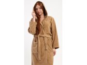 Žene Ženski ogrtači Ženske duge kućne haljine - Ženski dugi ogrtač s kapuljačom Karamelka Ženski dugi ogrtač s kapuljačom Karamelka