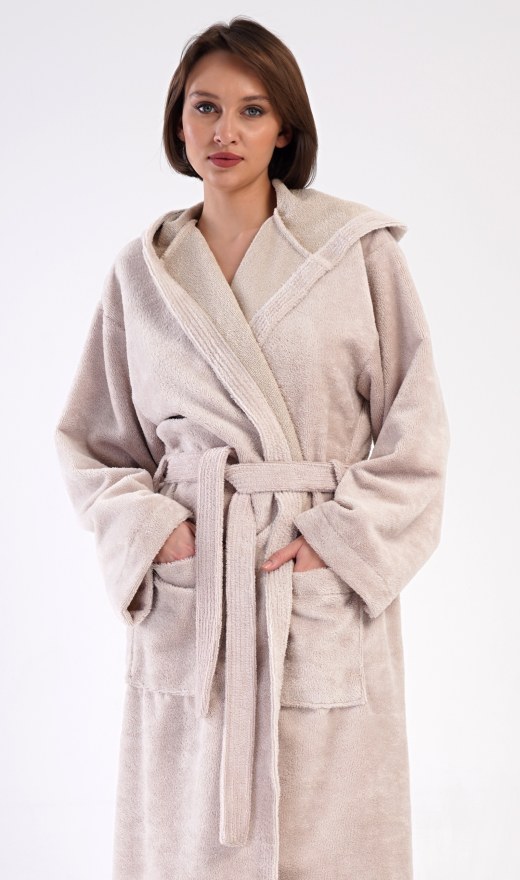 Ženski dugi ogrtač s kapuljačom Pláž - Ženske duge kućne haljine