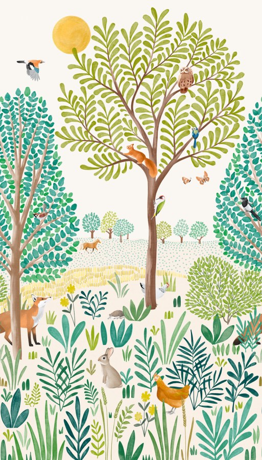 Dječja flis fototapeta za zid, šumske životinje, LD6001, Little Dreamers, Grandeco | Ljepilo besplatno - Grandeco