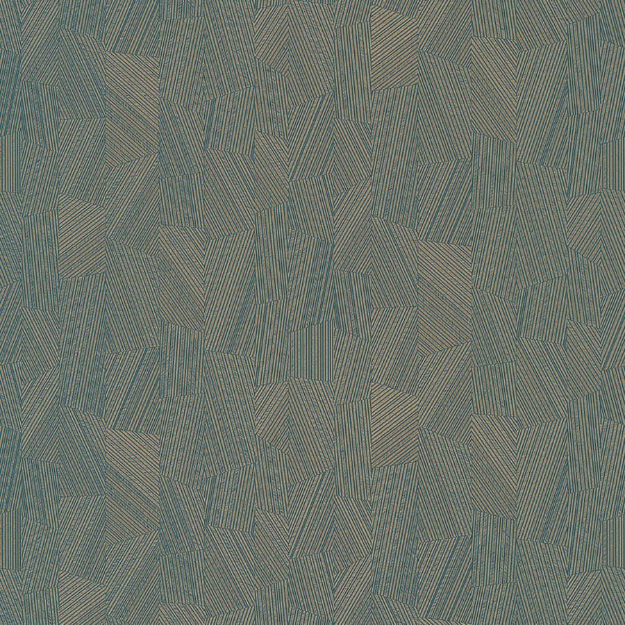 Geometrijska plava flis tapeta sa zlatnim odsjajem, MU3006, Muse, Grandeco | Ljepilo besplatno