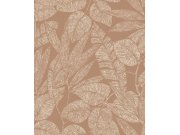 Smeđe/terakota flis tapeta s listovima, A69502, Omura, Grandeco | Ljepilo besplatno Grandeco
