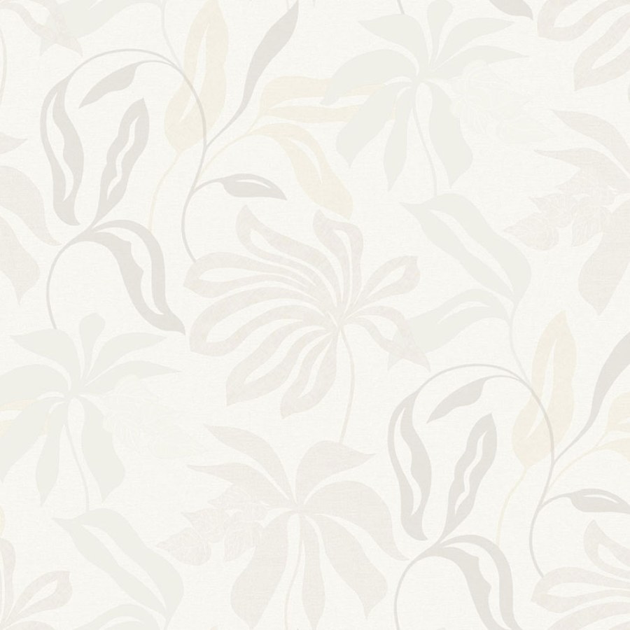 Krem-siva flis tapeta s listovima, UR3409, Universe 4, Grandeco | Ljepilo besplatno - Grandeco