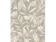 Siva flis tapeta s cvijećem i listovima, BZ3103, Belize, Grandeco | Ljepilo besplatno