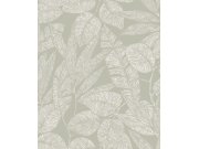 Siva flis tapeta s listovima, A69501, Omura, Grandeco | Ljepilo besplatno