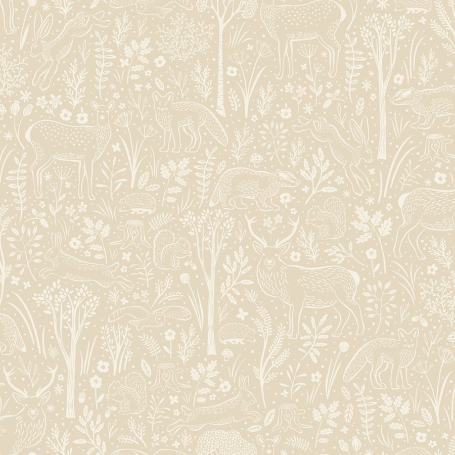 Flis tapeta za zid, bež, šumske životinje, LD3419, Little Dreamers, Grandeco | Ljepilo besplatno - Grandeco