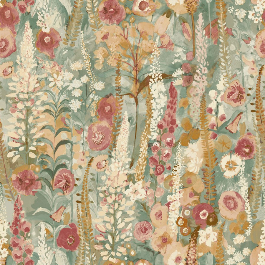 Flis tapeta za zid, zelena, cvijeće, A74603, Inia, Grandeco | Ljepilo besplatno - Grandeco