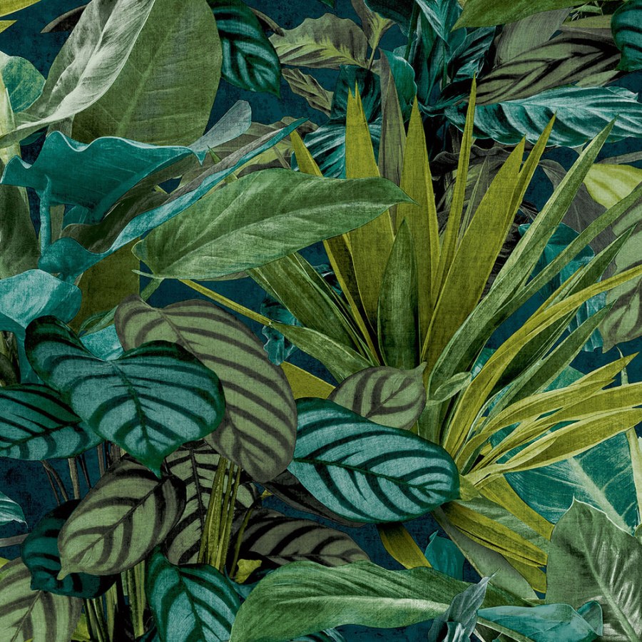 Flis tapeta s tropskim listovima, WL2001, Wanderlust, Grandeco | Ljepilo besplatno - Grandeco