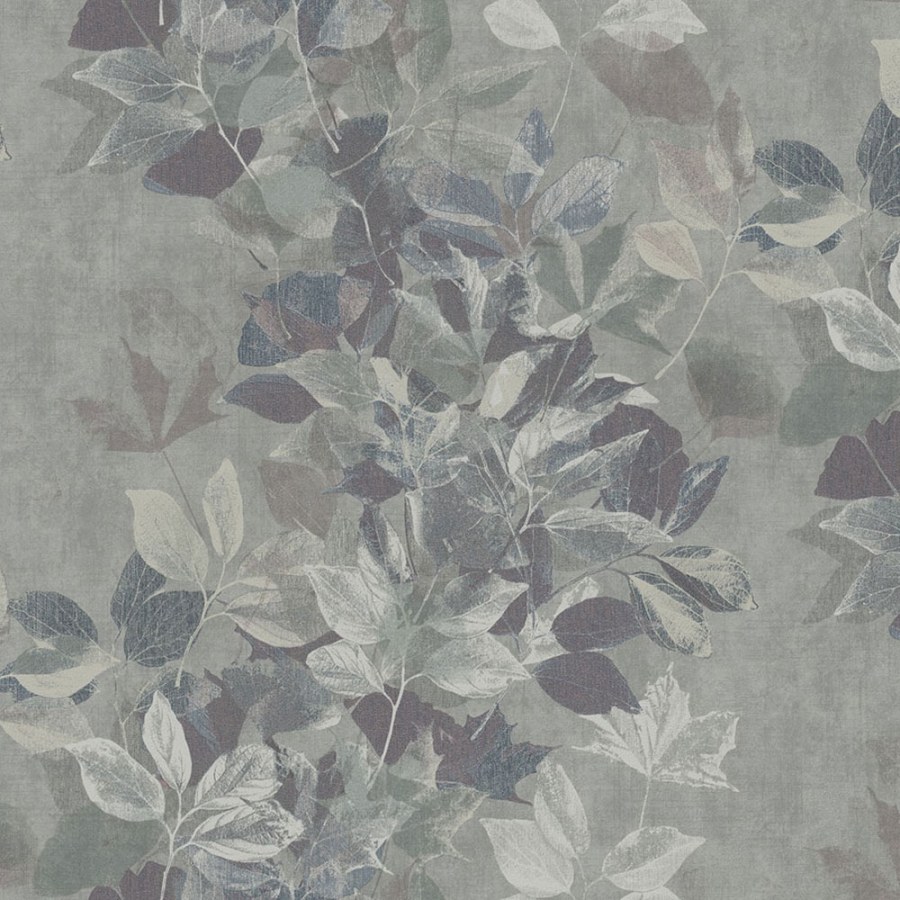 Zelena flis tapeta s listovima, TI2005, Time 2025, Grandeco | Ljepilo besplatno - Grandeco