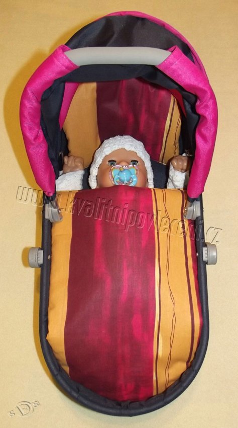 Jastuci za kolica za lutke Prugice bordo - **peřinky do KOČÁRKU** → **pokrivači u KOLICA**