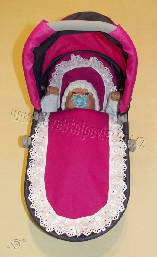 Jastuci za kolica za lutke Jarko ružičasta s čipkom 27x40, 25x20 - **peřinky do KOČÁRKU** → **pokrivači u KOLICA**