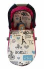SDS Pokrivači za kolica za lutke Pariz plava Pamuk, punjenje: Poliester, 1x 27x40 cm / 25x20 cm Za panenke - **peřinky do KOČÁRKU** → **pokrivači u KOLICA**