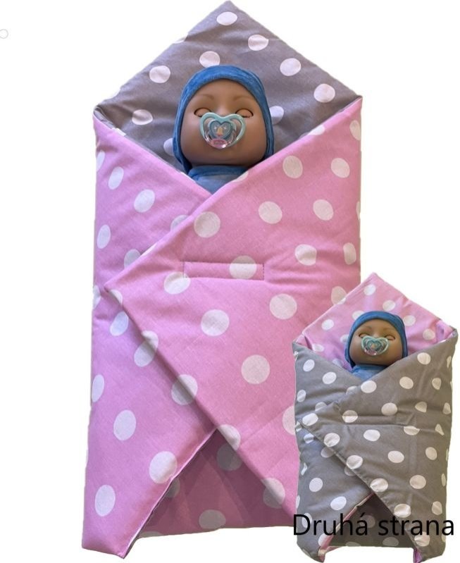 SDS Rychlozavinovačka pro panenky Puntíky růžová_Puntíky Siva Bavlna, výplň: Polyester, 1x 60x60 cm