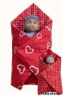 SDS Rychlozavinovačka pro panenky Srdíčka velká Crvena_Srdíčka malá Crvena Bavlna, výplň: Polyester, 1x 60x60 cm