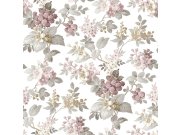 Bijela cvjetna flis tapeta za zid, 12308, Fiori Country, Parato | Ljepilo Gratis